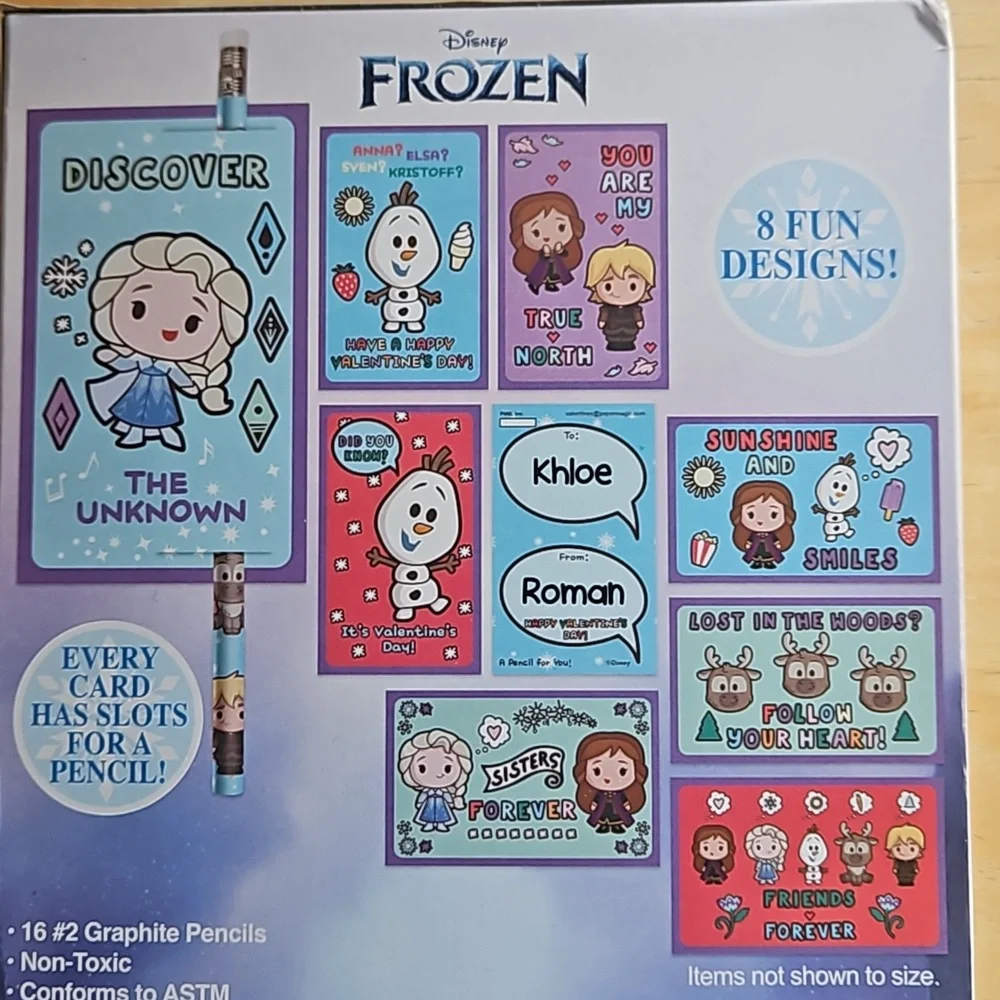 DISNEY FROZEN 16 VALENTINE'S WITH PENCILS